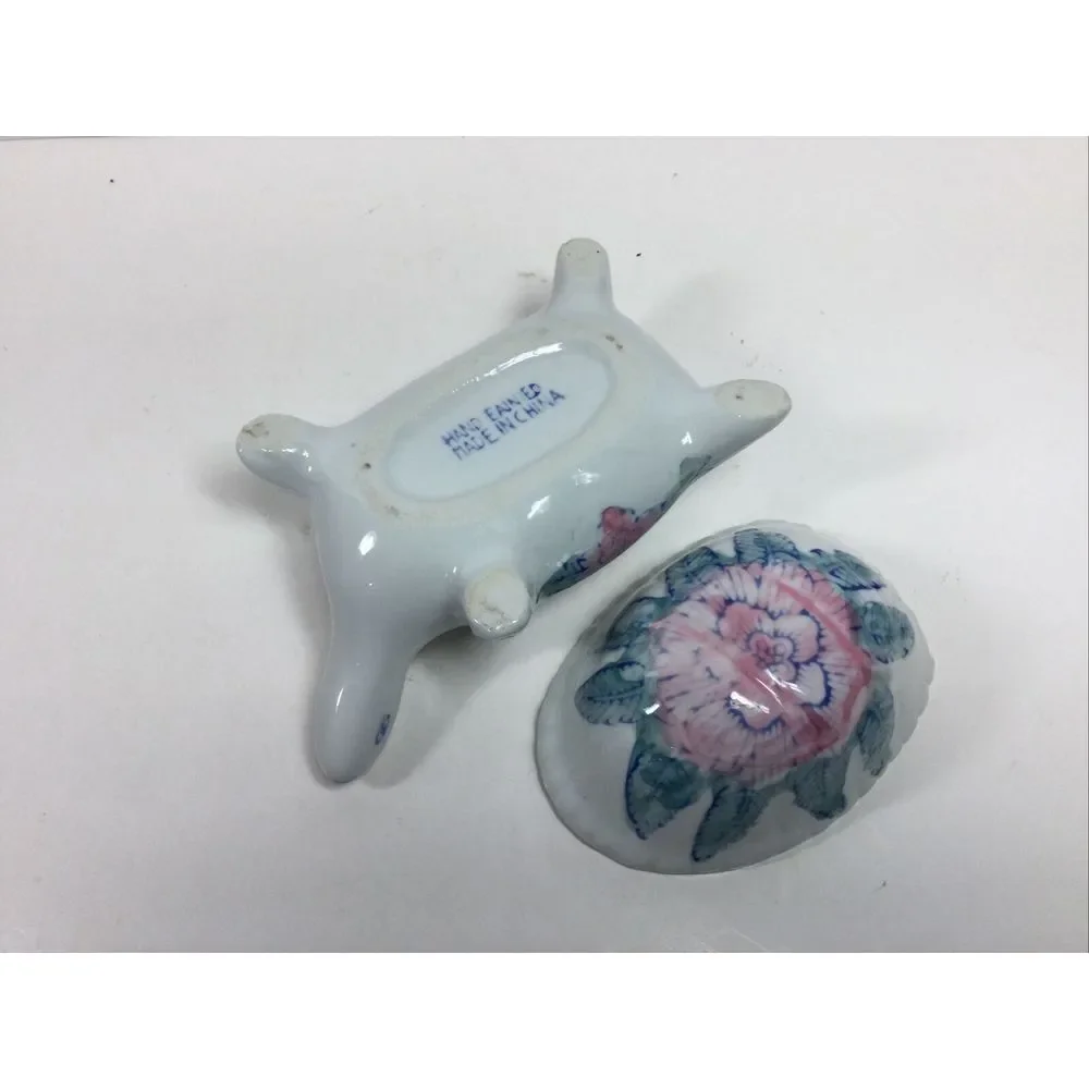 Vintage‎ Porcelain Turtle Trinket Box Tortoise Figurine Ring Jewlery Holder